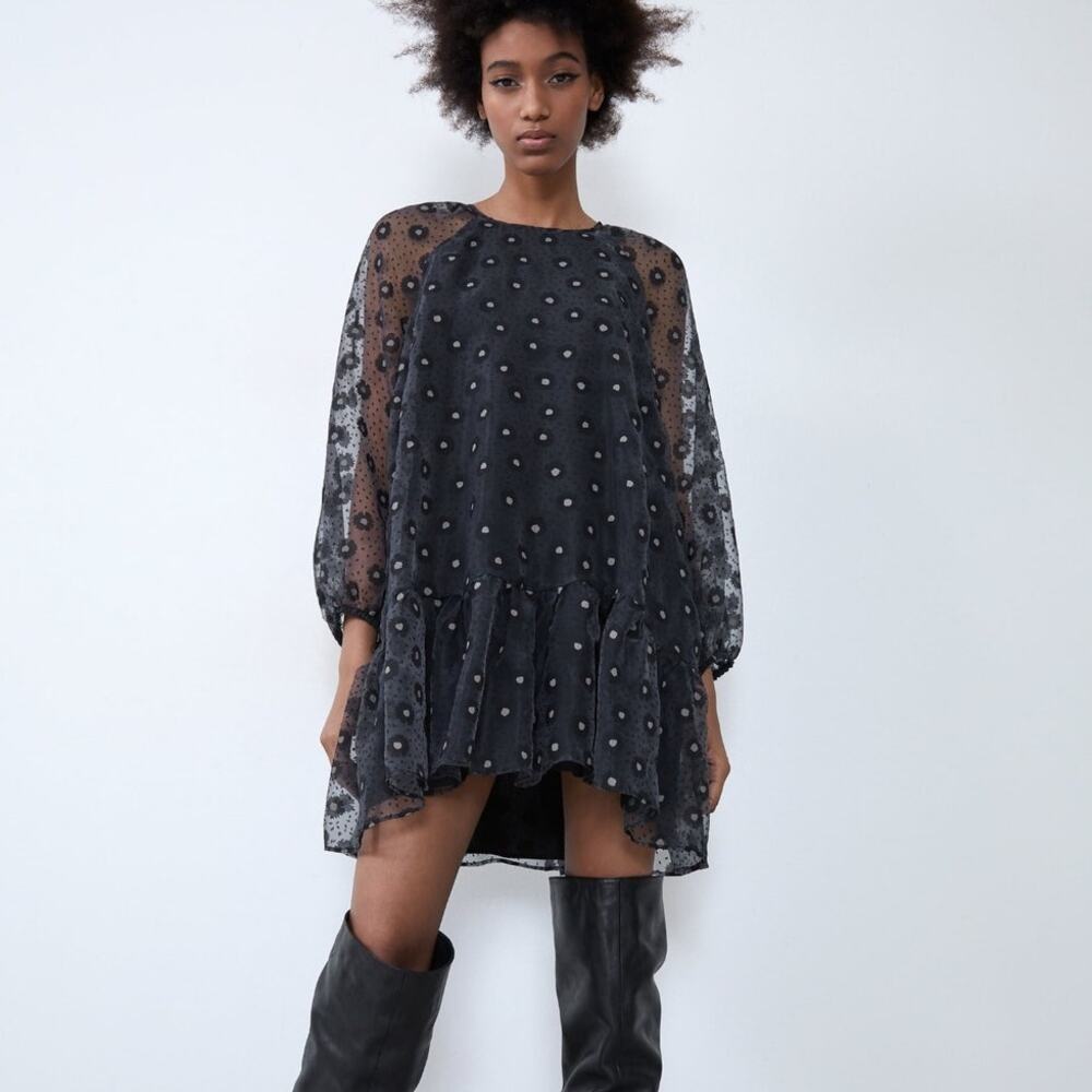 Zara S Printed Organza Whimsigoth Dress